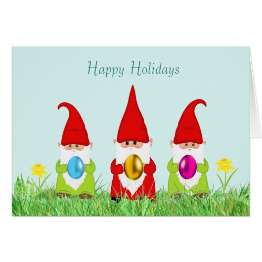 Kute Gnomes Holding paaseieren (Voorkant Horizontaal)