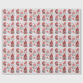Kute Gnomes kerst Decoraties rood en blauw Cadeaupapier (Vlak)
