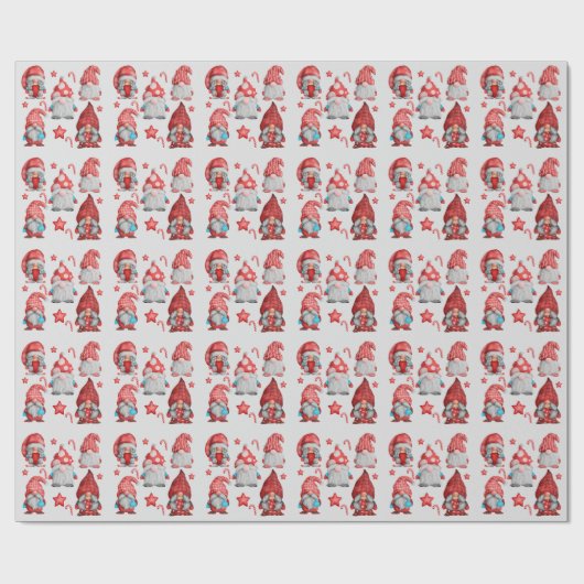 Kute Gnomes kerst Decoraties rood en blauw Cadeaupapier (Vlak)
