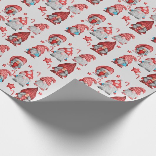 Kute Gnomes kerst Decoraties rood en blauw Cadeaupapier (Hoek)