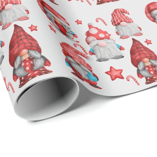Kute Gnomes kerst Decoraties rood en blauw Cadeaupapier (Rol Hoek)