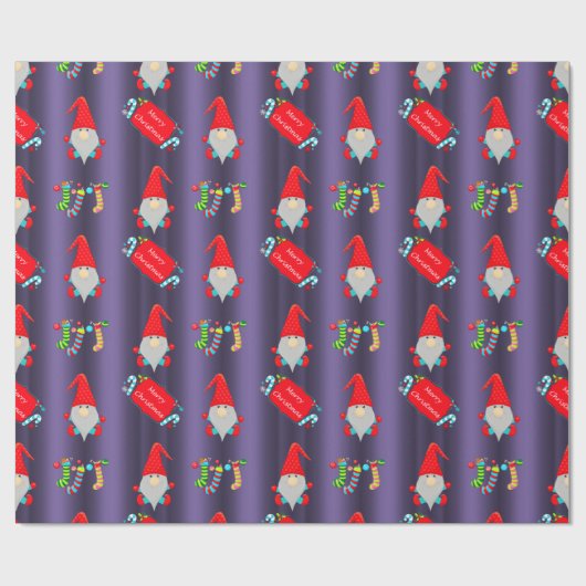Kute Gnomes Paarse kerst Cadeaupapier (Vlak)