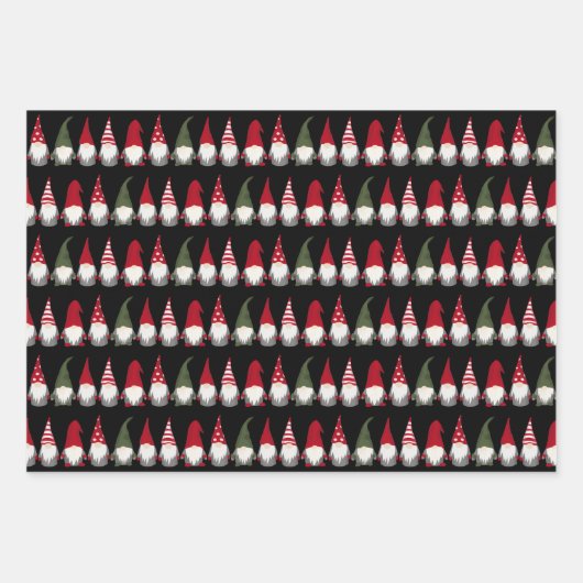 Kute Gnomes Trees en Snowflakes Kerstmis Inpakpapier Vel (Voorkant)