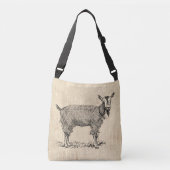 Kute Goat met Bell Illustration Antiek Script Crossbody Tas (Voorkant)