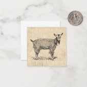 Kute Goat met Bell Illustration Antiek Script Notitiekaartje (Voorkant / Achterkant in situ)