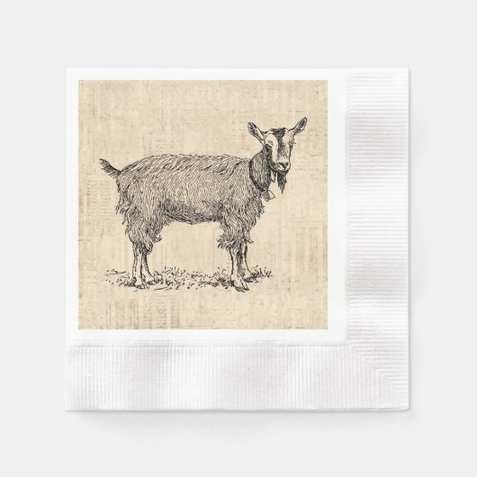 Kute Goat met Bell Illustration Antiek Script Servet (Voorkant)
