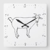Kute Goat Simple Line Tekening Quirky Animal Art Vierkante Klok (Voorkant)