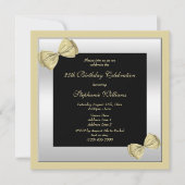 Kute Gold Bows & Silver Framed Birthday   Kaart (Voorkant)
