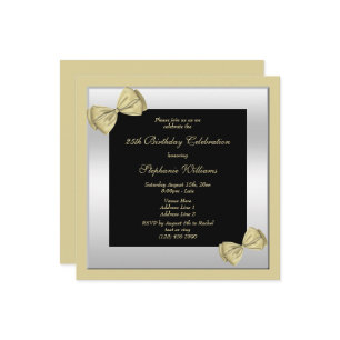 Kute Gold Bows & Silver Framed Birthday Kaart
