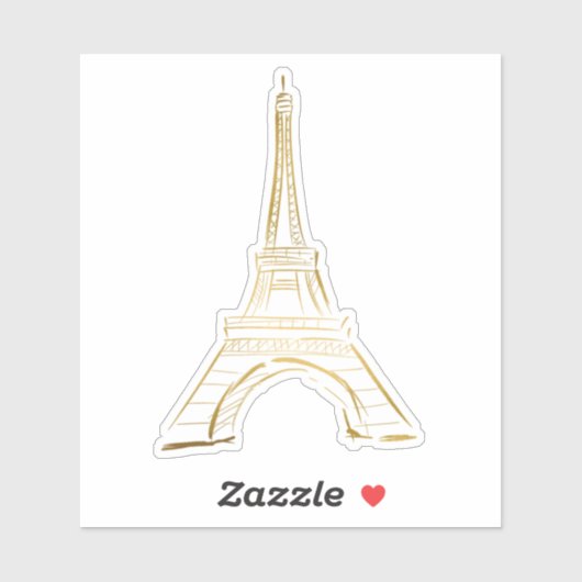 Kute Gold Eiffel Tower, vinylSticker, op maat gesn Sticker (Vel)