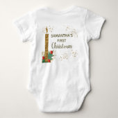 Kute Gold Glitter-kaars vertrekt eerste kerstmis Romper (Achterkant)