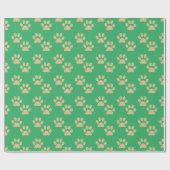 Kute Gold Glitter Paw Prints Pet Lovers Green Cadeaupapier (Vlak)