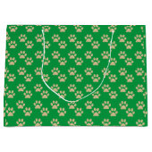 Kute Gold Glitter Paw Prints Pet Lovers Green Groot Cadeauzakje (Voorkant)