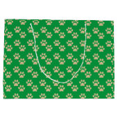 Kute Gold Glitter Paw Prints Pet Lovers Green Groot Cadeauzakje (Achterkant)