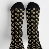 Kute Gold Paw Prints Pet Lovers Black Socks Sokken (Top)
