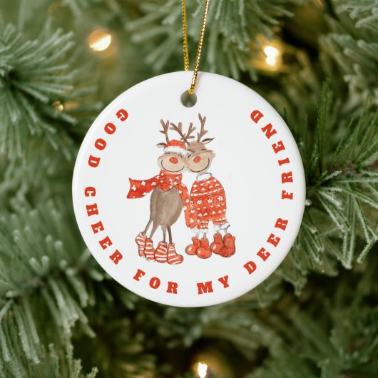 Kute Good Cheer voor Mijn Deer Friend Names Keramisch Ornament (Boom)