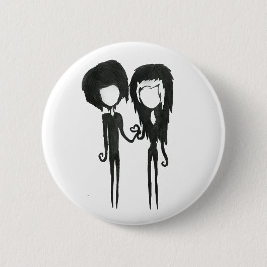 Kute Gothic Boy and Girly Alternative Art Ronde Button 5,7 Cm (Voorkant)