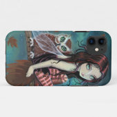 Kute Gothic Fairy and Owl Fantasy Art iPhone Case (Achterkant (horizontaal))