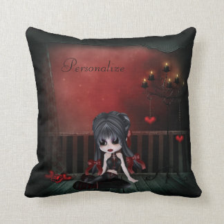 Kute Gothic Girl Hearts & Candles Romance Kussen