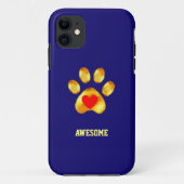 Kute goudpaw op marineblauw Case-Mate iPhone case (Achterkant)