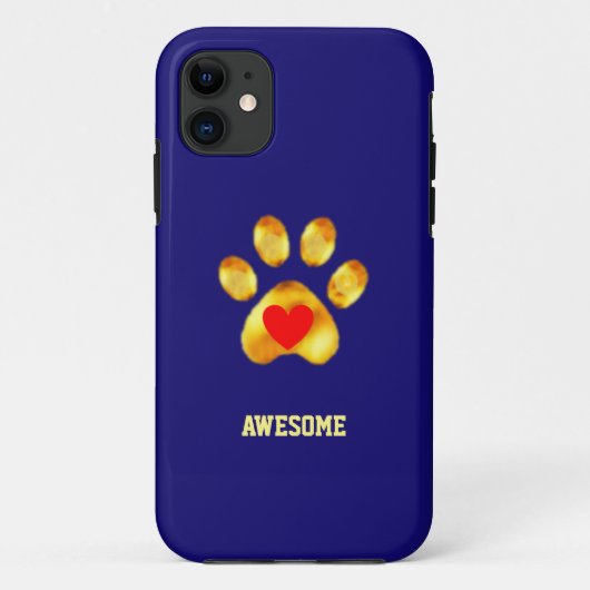 Kute goudpaw op marineblauw Case-Mate iPhone case (Achterkant)