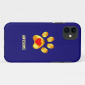 Kute goudpaw op marineblauw Case-Mate iPhone case (Achterkant (horizontaal))