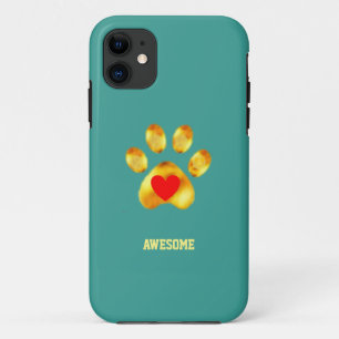 Kute goudpoot op blauwgroen turkooizen Case-Mate iPhone case