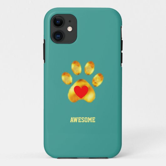 Kute goudpoot op blauwgroen turkooizen Case-Mate iPhone case (Achterkant)