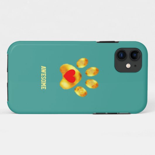 Kute goudpoot op blauwgroen turkooizen Case-Mate iPhone case (Achterkant (horizontaal))