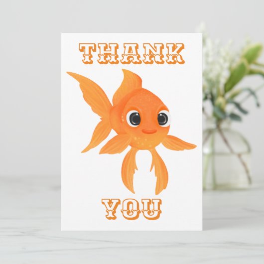 Kute goudvis bedankkaart (Staand voorkant)