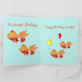 Kute goudvis en verjaardag van de douane kaart (Binnen)