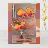 Kute goudvis en verjaardag van de douane kaart (Gele Bloem)