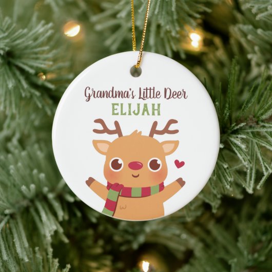 Kute Grandma Little Deer, persoonlijk kerstfeest Keramisch Ornament (Boom)