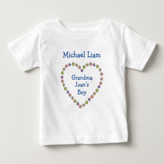 Kute Grandma's Boy Flower Heart Personalize Names (Voorkant)