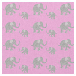 Kute Gray Baby Elephants op Roze Stof
