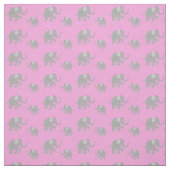 Kute Gray Baby Elephants op Roze Stof (Swatch)