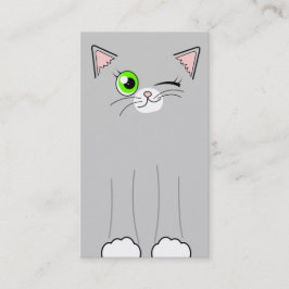 Kute Gray Cat Pet Sitting Services Visitekaartjes