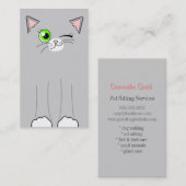 Kute Gray Cat Pet Sitting Services Visitekaartjes (Voorkant / Achterkant)