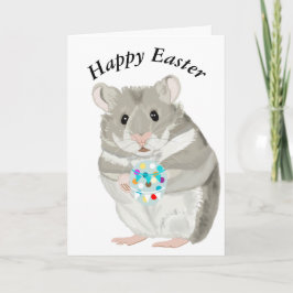 Kute Gray Hamster die een paasegel bewerkbaar houd Kaart