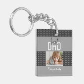 Kute Gray Heart Beste vader Foto Vader's Day Keych Sleutelhanger (Voorkant Links)