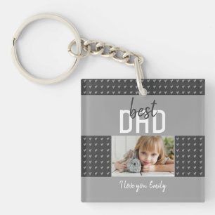 Kute Gray Heart Beste vader Foto Vader's Day Keych Sleutelhanger