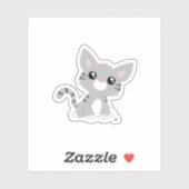 Kute Gray Kat, op maat gesneden vinylSticker Sticker (Vel)