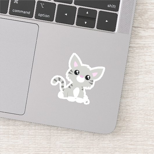 Kute Gray Kat, op maat gesneden vinylSticker Sticker (Detail)