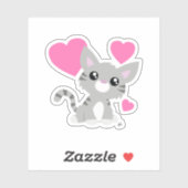 Kute Gray Kat, op maat gesneden vinylSticker Sticker (Vel)