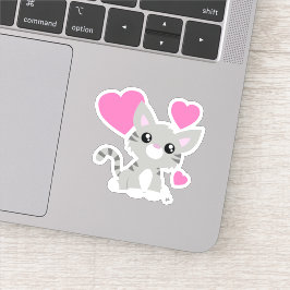 Kute Gray Kat, op maat gesneden vinylSticker Sticker