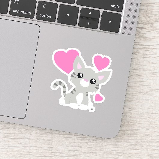 Kute Gray Kat, op maat gesneden vinylSticker Sticker (Detail)