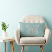 Kute Gray Printed Butterfly Pastel Mint Pillow Kussen (Stoel)