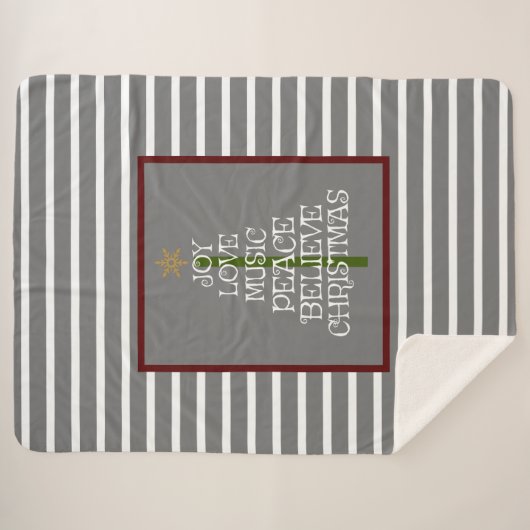 Kute Gray/White VIbes of Kerstmis in een boom Sherpa Deken (Voorkant (horizontaal))