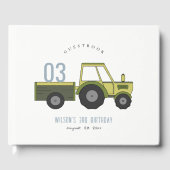 Kute Green Blue Boerderij Tractor Kinder elke zond Gastenboek (Voorkant)