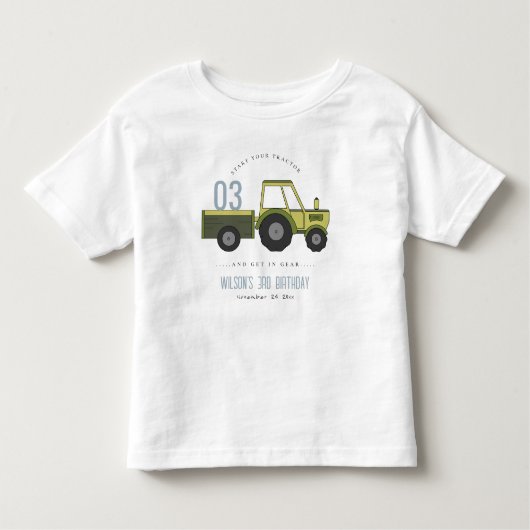 Kute Green Blue Boerderij Tractor Kinder elke zond Kinder Shirts (Voorkant)